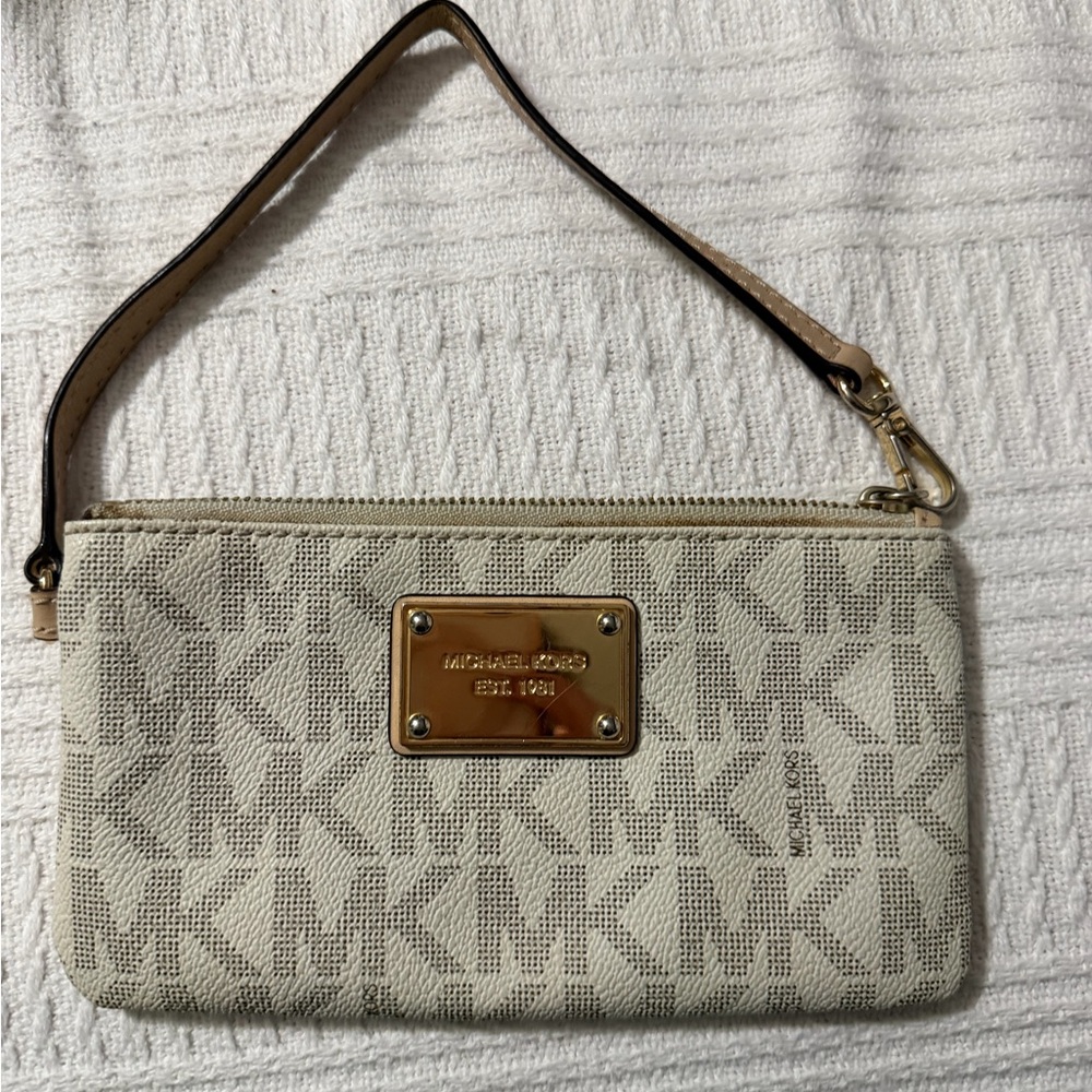 Michael Kors Monogram Beige Wristlet
